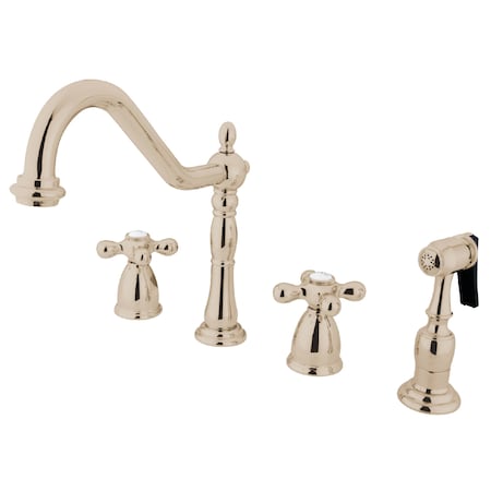 Kingston Brass Widespread Kitchen Faucet, Polished Nickel KB1796AXBS